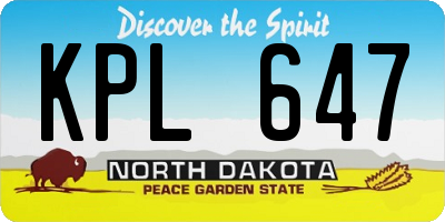 ND license plate KPL647
