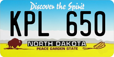 ND license plate KPL650