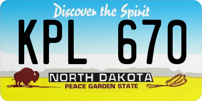ND license plate KPL670