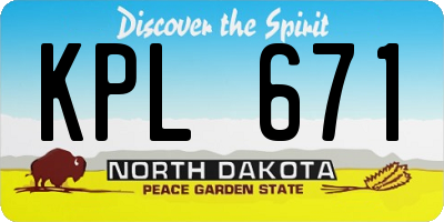 ND license plate KPL671