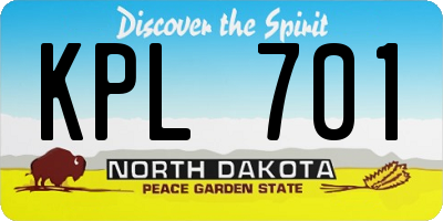 ND license plate KPL701