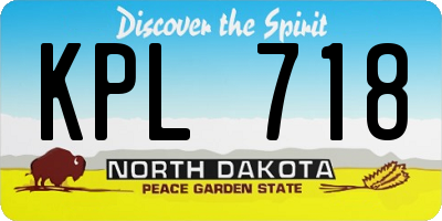 ND license plate KPL718
