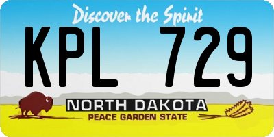 ND license plate KPL729