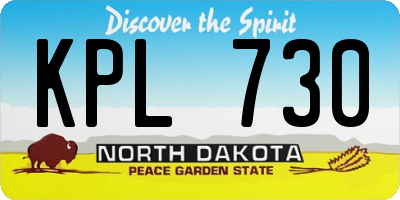 ND license plate KPL730