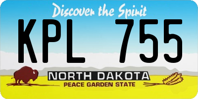 ND license plate KPL755