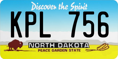 ND license plate KPL756