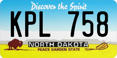 ND license plate KPL758