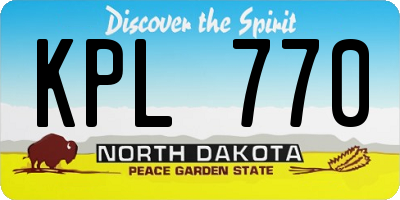 ND license plate KPL770