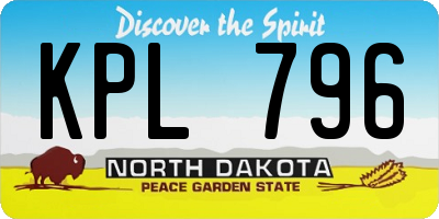 ND license plate KPL796