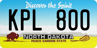 ND license plate KPL800
