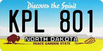 ND license plate KPL801