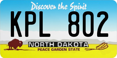 ND license plate KPL802