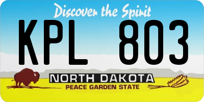 ND license plate KPL803