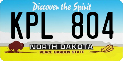 ND license plate KPL804
