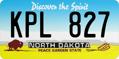 ND license plate KPL827