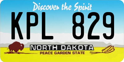 ND license plate KPL829