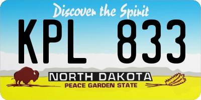 ND license plate KPL833