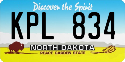 ND license plate KPL834