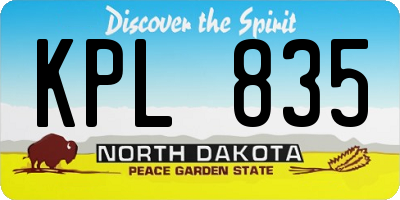 ND license plate KPL835