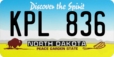 ND license plate KPL836