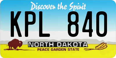 ND license plate KPL840
