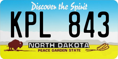 ND license plate KPL843