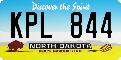 ND license plate KPL844