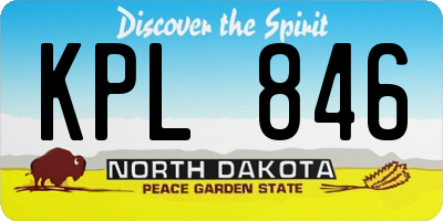 ND license plate KPL846
