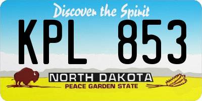 ND license plate KPL853