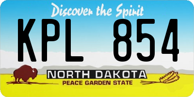 ND license plate KPL854
