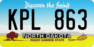 ND license plate KPL863