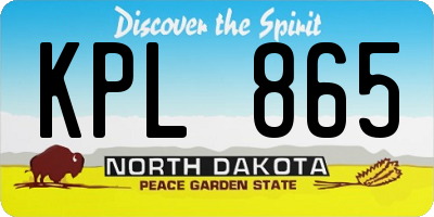 ND license plate KPL865