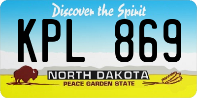 ND license plate KPL869