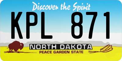 ND license plate KPL871