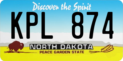 ND license plate KPL874