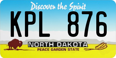 ND license plate KPL876