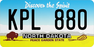 ND license plate KPL880