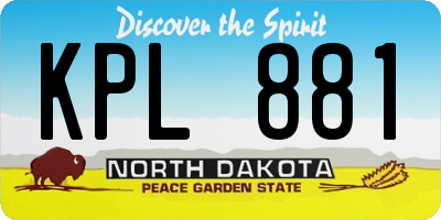 ND license plate KPL881