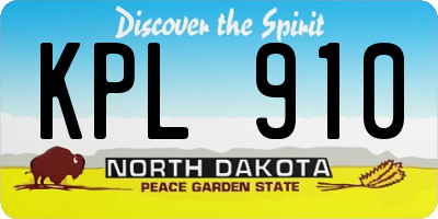 ND license plate KPL910