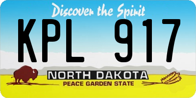 ND license plate KPL917