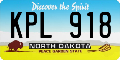 ND license plate KPL918