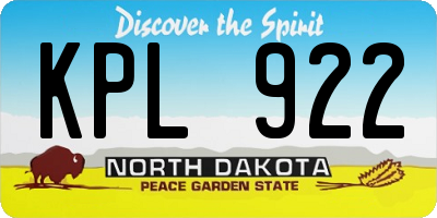 ND license plate KPL922