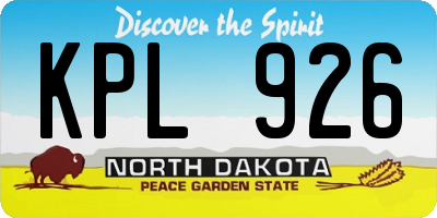 ND license plate KPL926