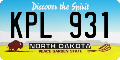 ND license plate KPL931