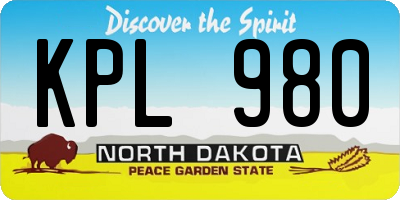 ND license plate KPL980