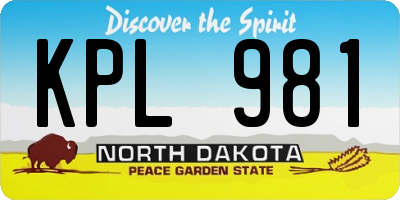ND license plate KPL981