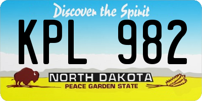 ND license plate KPL982