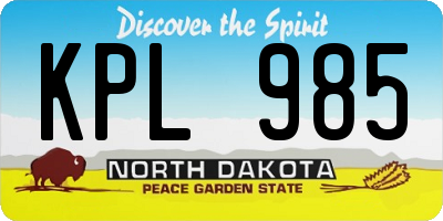 ND license plate KPL985