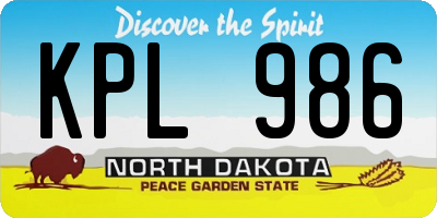 ND license plate KPL986