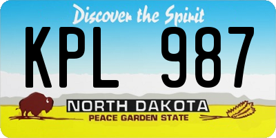 ND license plate KPL987